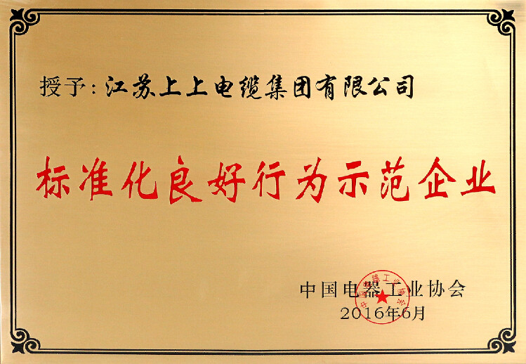 標(biāo)準(zhǔn)先行促發(fā)展，上上電纜再獲殊榮